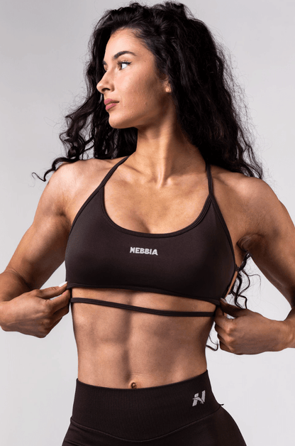 Nebbia Open - Back Sports Bra Power 890 | Medium Support - Dark Brown - AlisiiaKholli