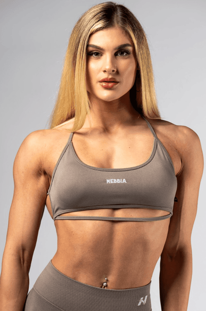 Nebbia Open - Back Sports Bra Power 890 | Medium Support - Light Brown ASH - AlisiiaKholli
