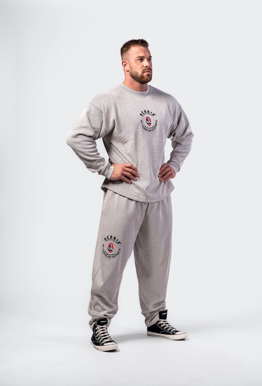 NEBBIA Oversized Pullover Signature 797 – Light Grey Gym Sweatshirt - AlisiiaKholli