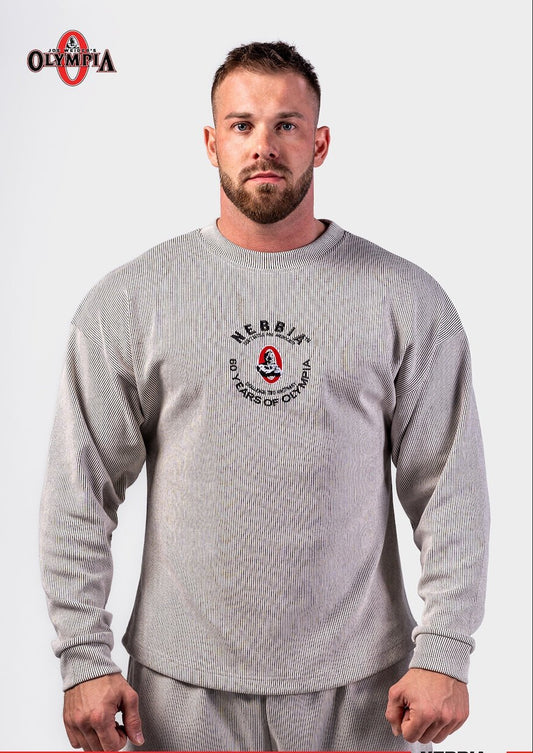 NEBBIA Oversized Pullover Signature 797 – Light Grey Gym Sweatshirt - AlisiiaKholli
