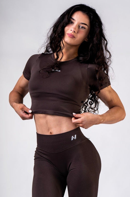 Nebbia Power 891 Seamless Short Sleeve Top - Dark Brown - AlisiiaKholli