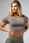 Seamless Short-Sleeve Crop Top – Light Brown Ash NEBBIA 891 | POWER