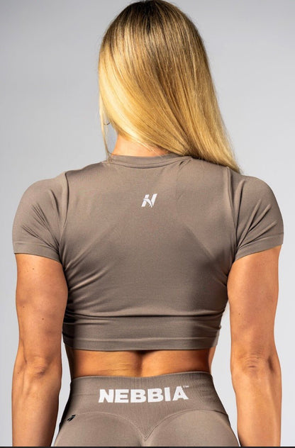 Nebbia Power 891 Seamless Short Sleeve Top - Light Brown ASH - AlisiiaKholli