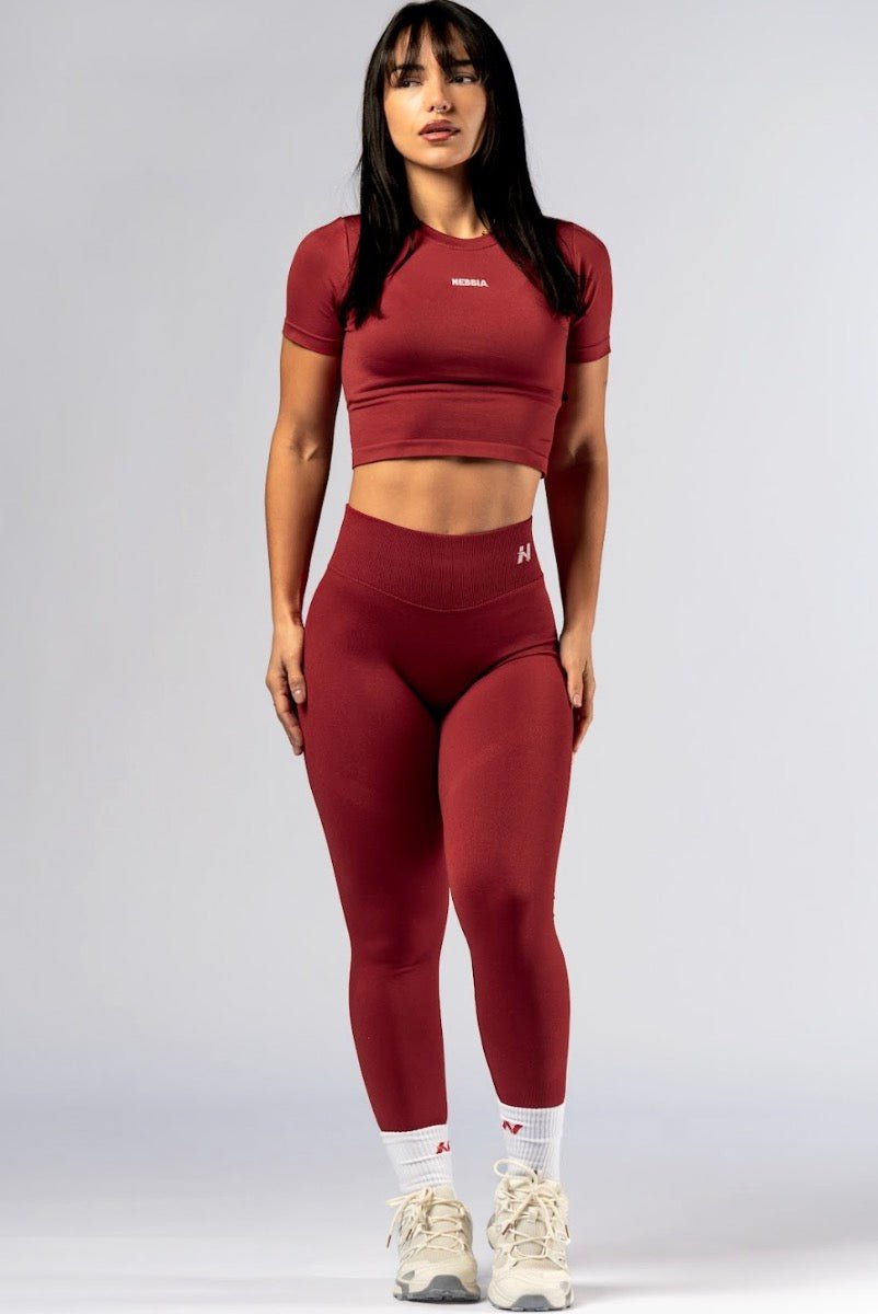 Nebbia Power 891 Seamless Short Sleeve Top - Red Gym Tee - AlisiiaKholli