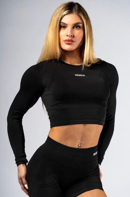 Nebbia Power 892 Seamless Long Sleeve Top - Black - AlisiiaKholli