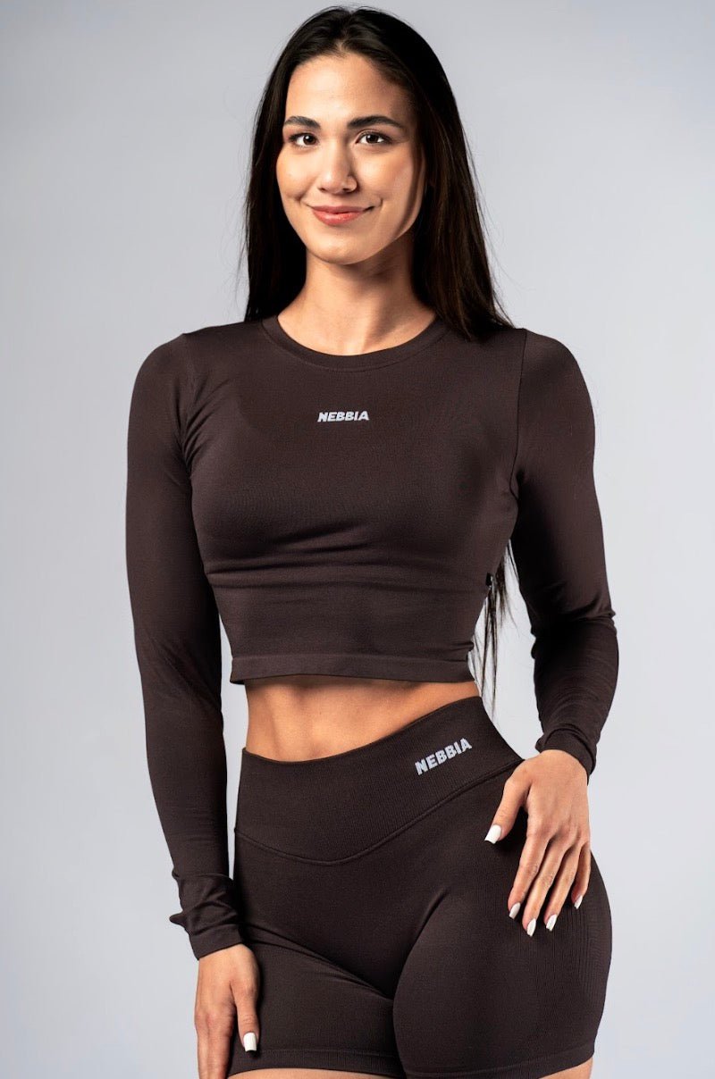 Nebbia Power 892 Seamless Long Sleeve Top - Dark Brown - AlisiiaKholli