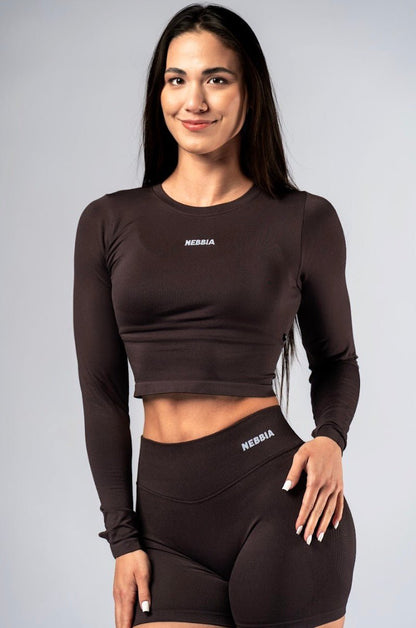 Nebbia Power 892 Seamless Long Sleeve Top - Dark Brown - AlisiiaKholli