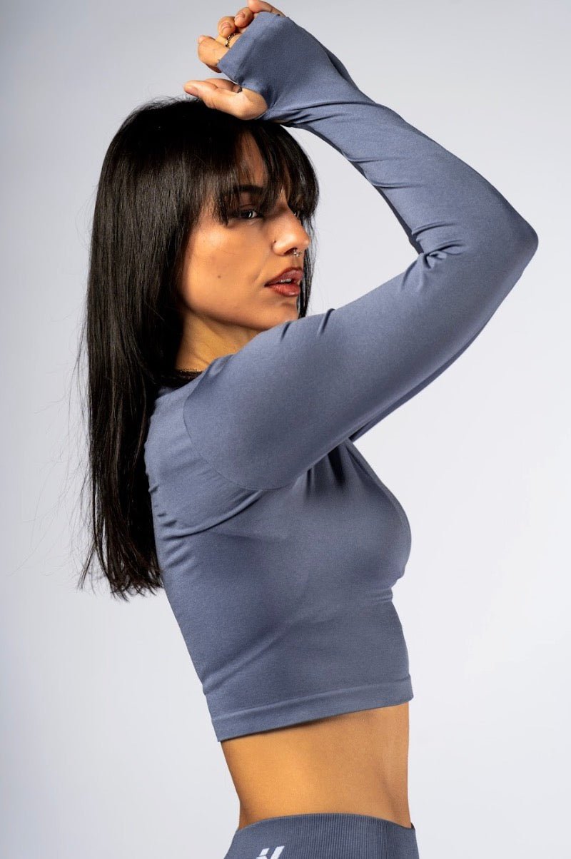 Nebbia Power 892 Seamless Long Sleeve Top - Grey - AlisiiaKholli