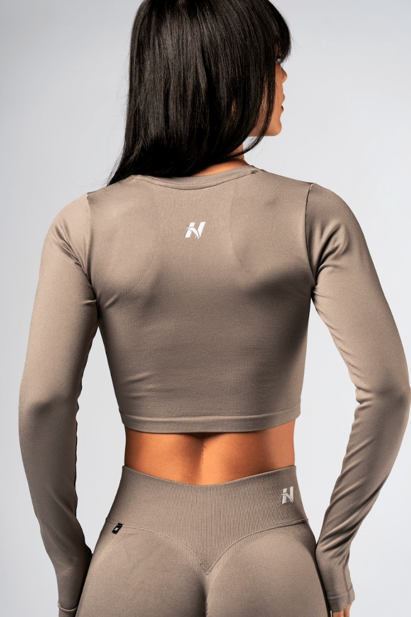 Nebbia Power 892 Seamless Long Sleeve Top - Light Brown Ash - AlisiiaKholli
