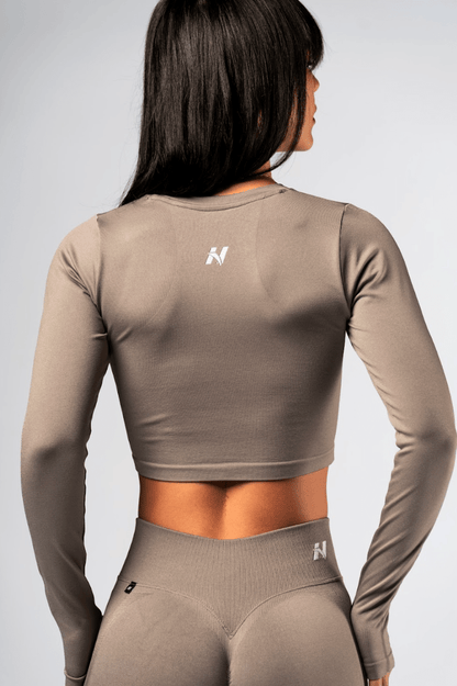 Nebbia Power 892 Seamless Long Sleeve Top - Light Brown Ash - AlisiiaKholli