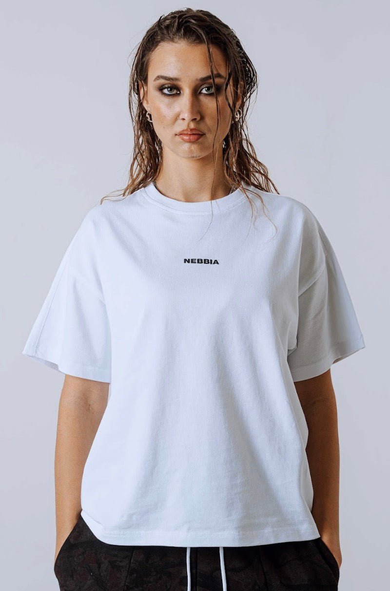 Nebbia Power 894 Relaxed Training Tee - Black & White | Gym T-Shirt - AlisiiaKholli