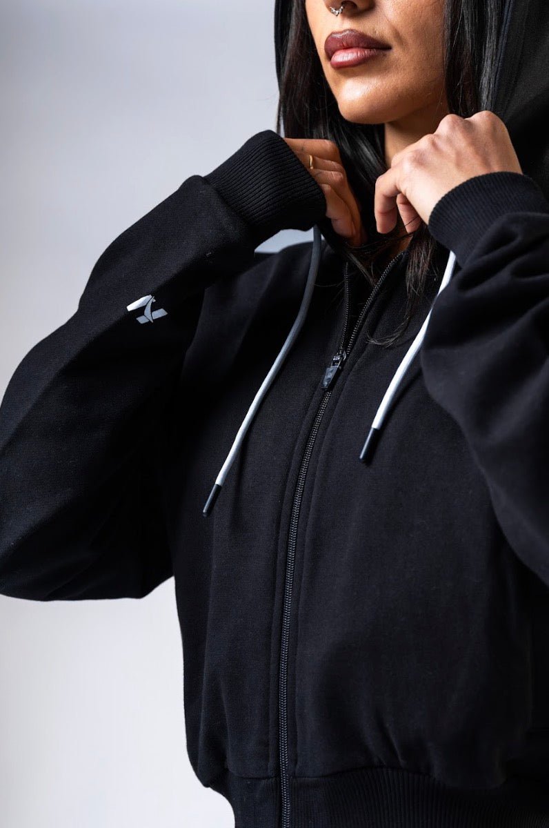 Nebbia Power 895 Relaxed Zip - Up Hoodie - Black/Grey | Black - AlisiiaKholli