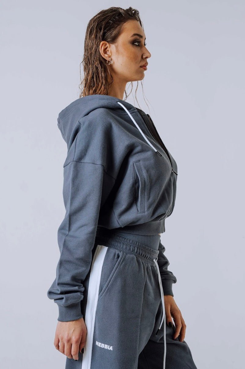 Nebbia Power 895 Relaxed Zip - Up Hoodie - Black/Grey | Gym Warm - Up - AlisiiaKholli