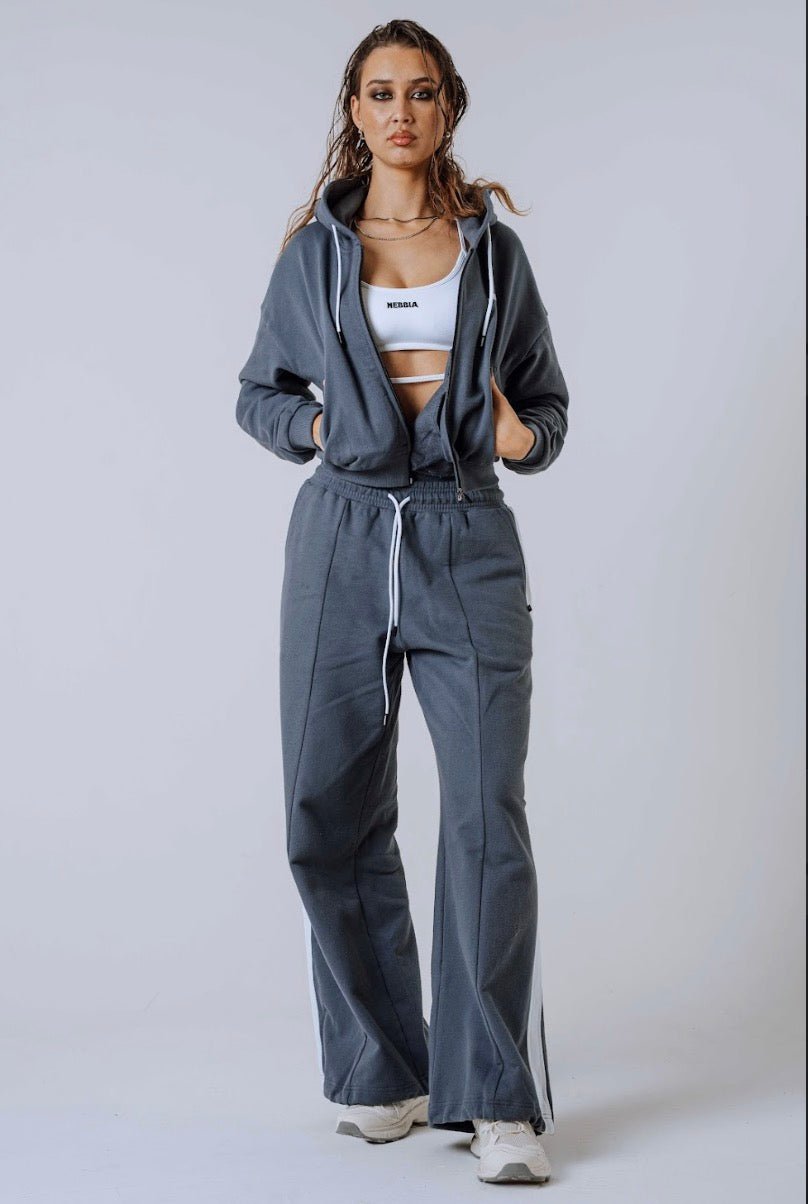 Nebbia Power 895 Relaxed Zip - Up Hoodie - Black/Grey | Gym Warm - Up - AlisiiaKholli