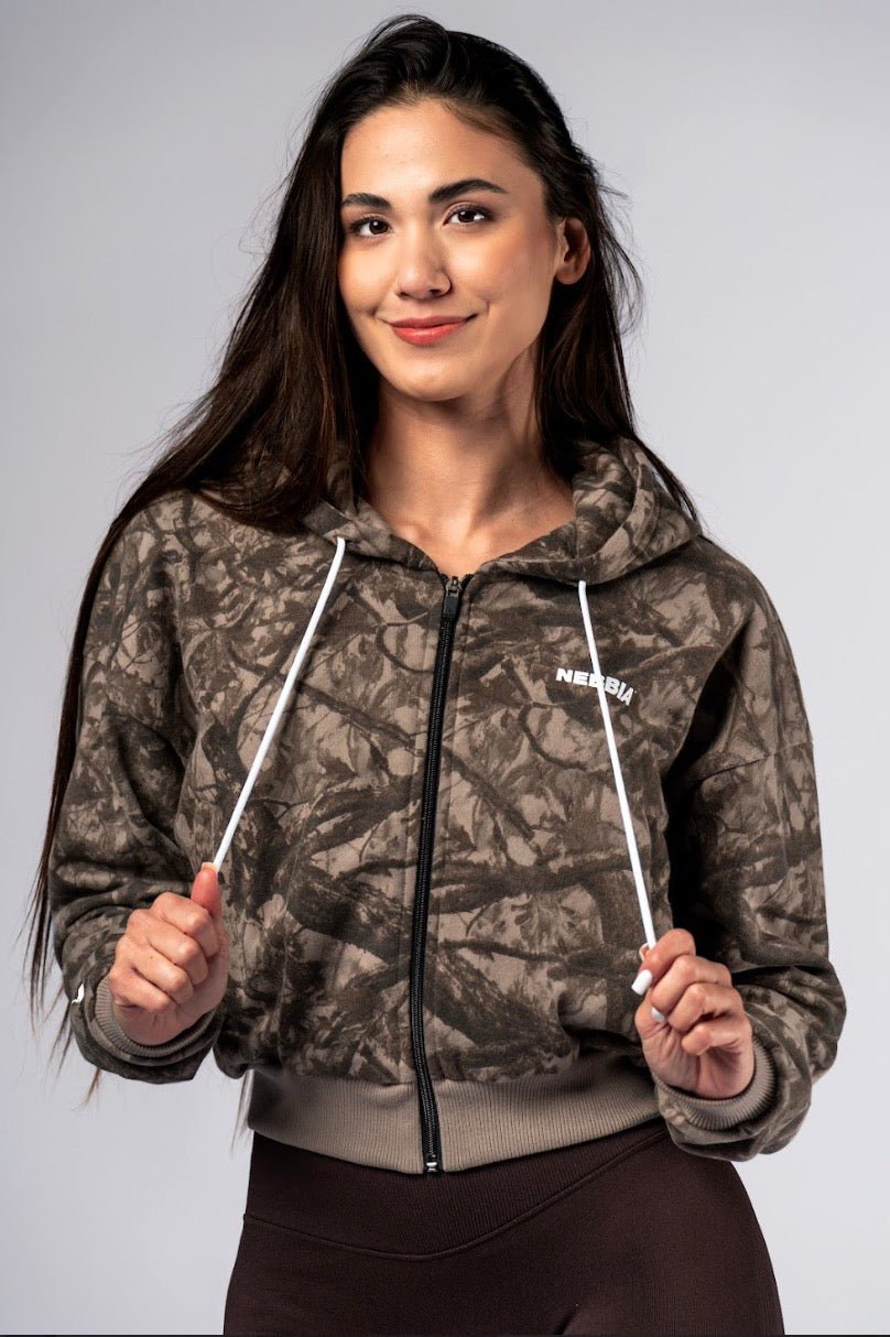 Nebbia Power 895 Relaxed Zip - Up Hoodie - Black/Grey | Light Brown Camo - AlisiiaKholli