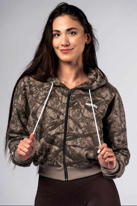 Nebbia Power 895 Relaxed Zip - Up Hoodie - Black/Grey | Light Brown Camo - AlisiiaKholli