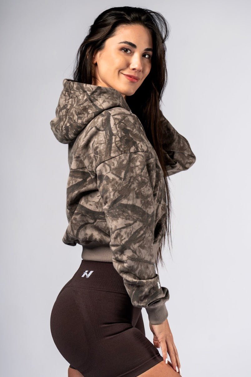 Nebbia Power 895 Relaxed Zip - Up Hoodie - Black/Grey | Light Brown Camo - AlisiiaKholli