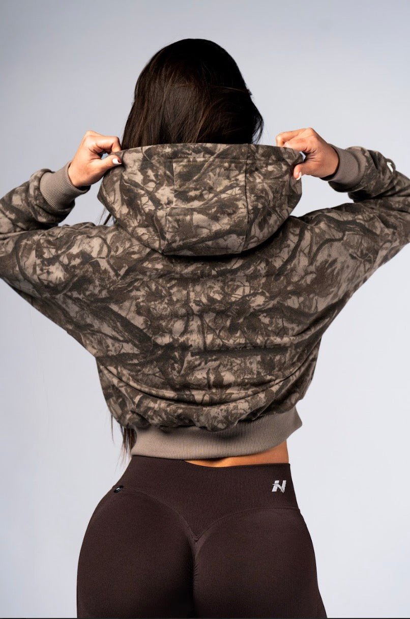 Nebbia Power 895 Relaxed Zip - Up Hoodie - Black/Grey | Light Brown Camo - AlisiiaKholli