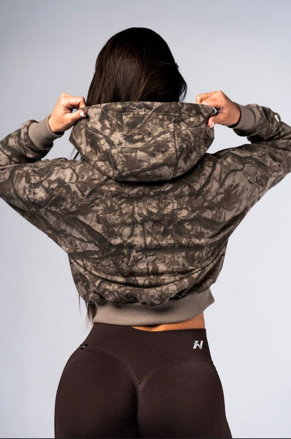 Nebbia Power 895 Relaxed Zip - Up Hoodie - Black/Grey | Light Brown Camo - AlisiiaKholli