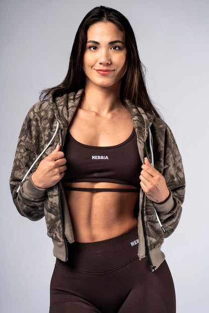Nebbia Power 895 Relaxed Zip - Up Hoodie - Black/Grey | Light Brown Camo - AlisiiaKholli