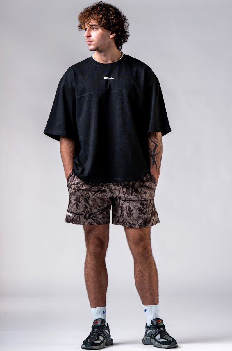 Nebbia Power 898 Oversized Camo Tee - Black | Gym Pump Cover - AlisiiaKholli