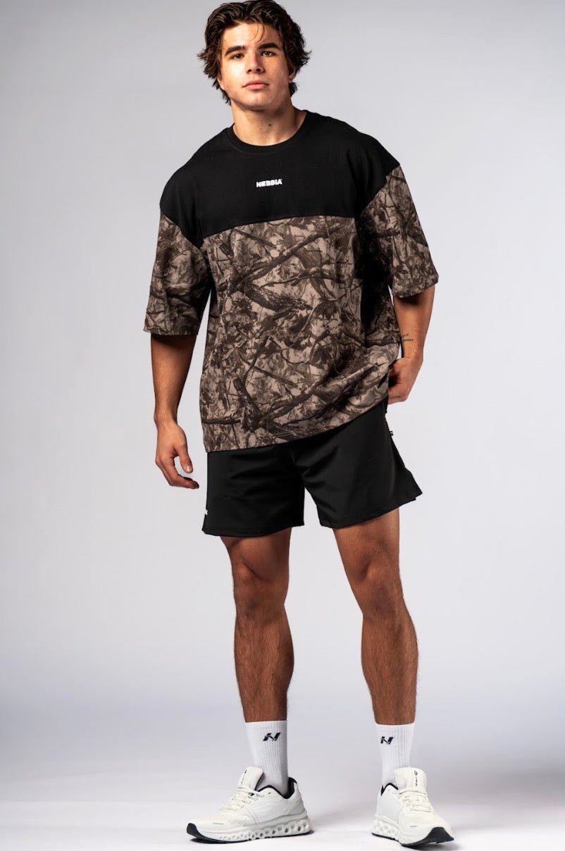 Nebbia Power 898 Oversized Camo Tee - Light Brown Camo | Gym Pump Cover - AlisiiaKholli