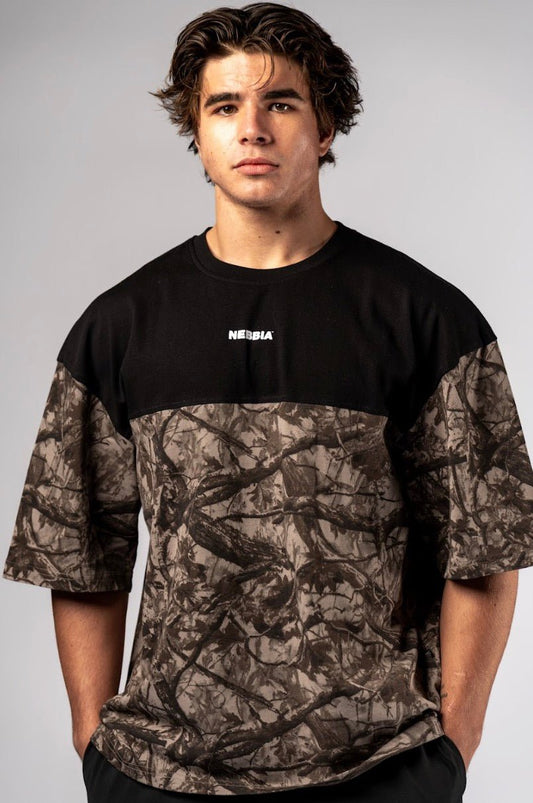 Nebbia Power 898 Oversized Camo Tee - Light Brown Camo | Gym Pump Cover - AlisiiaKholli