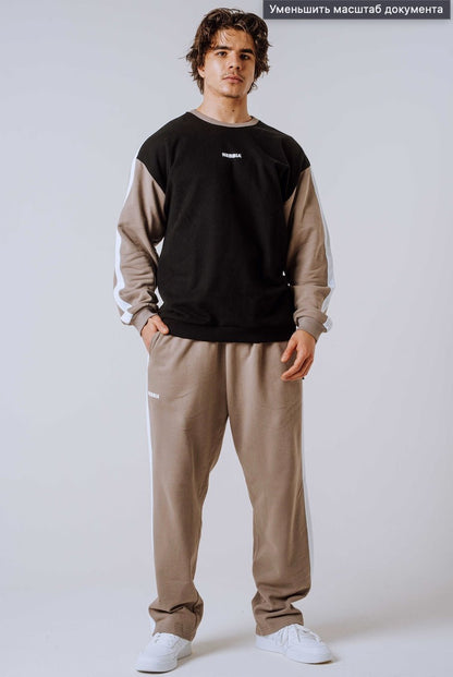 NEBBIA Power Relaxed Sweatpants 904 | Black & Light Brown Ash - AlisiiaKholli