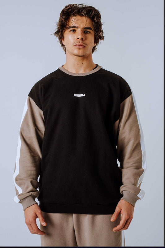 NEBBIA Power Relaxed Sweatshirt 903 | Black & Light Brown Ash - AlisiiaKholli