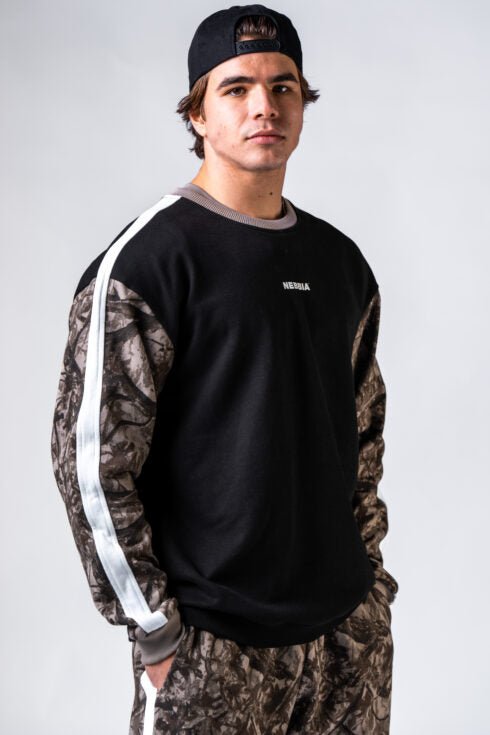 NEBBIA Power Relaxed Sweatshirt 903 | Black & Light Brown Camo - AlisiiaKholli