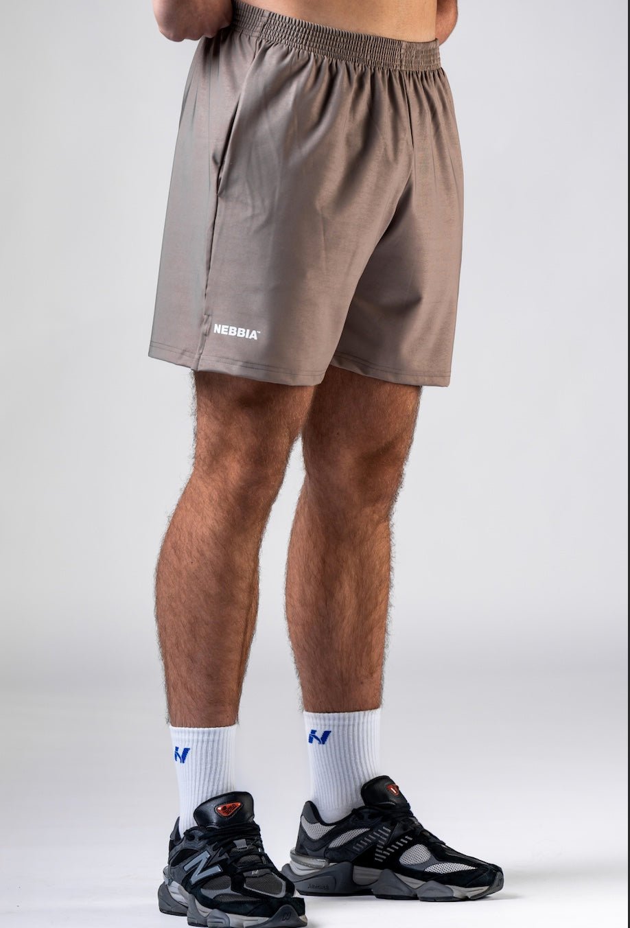 NEBBIA Power Training Shorts 902 | Black & Light Brown Ash - AlisiiaKholli