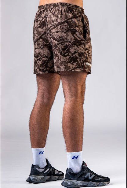 NEBBIA Power Training Shorts 902 | Black & Light Brown Camo - AlisiiaKholli