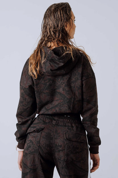 NEBBIA Relaxed Zip Hoodie Power 895 – Black / Dark Brown Camo - AlisiiaKholli
