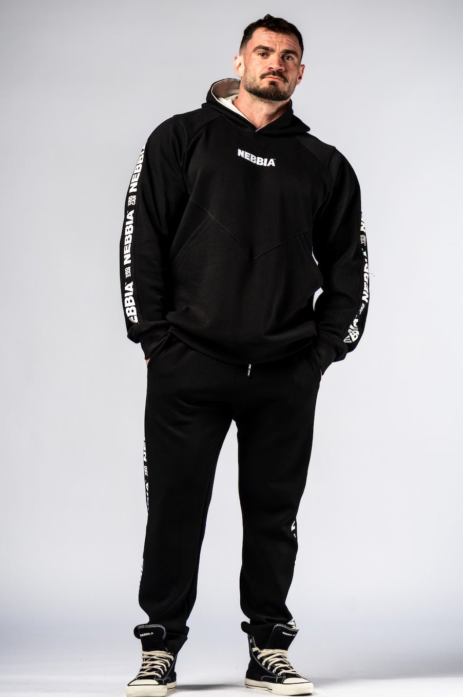 NEBBIA Training Hoodie HERO 300 – Black - on - Black Heavyweight Gym Hoodie - AlisiiaKholli