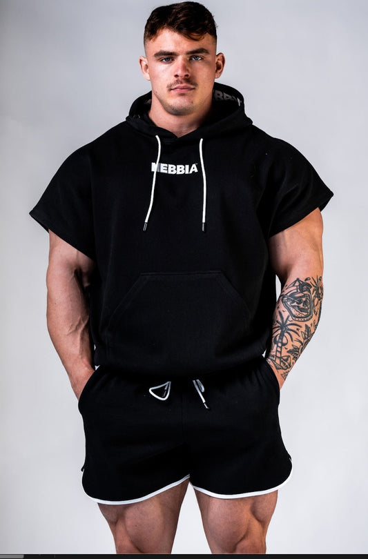 NEBBIA Training Rag Top HERO 297 – Black - on - Black Short Sleeve Hoodie - AlisiiaKholli