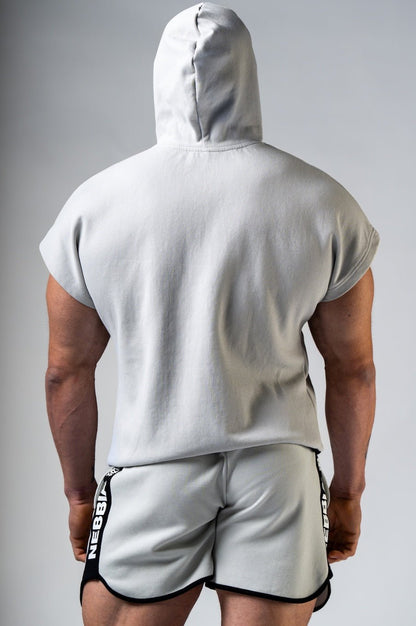 NEBBIA Training Rag Top HERO 297 – Light Grey Short Sleeve Hoodie - AlisiiaKholli