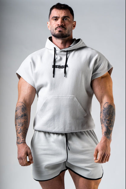 NEBBIA Training Rag Top HERO 297 – Light Grey Short Sleeve Hoodie - AlisiiaKholli