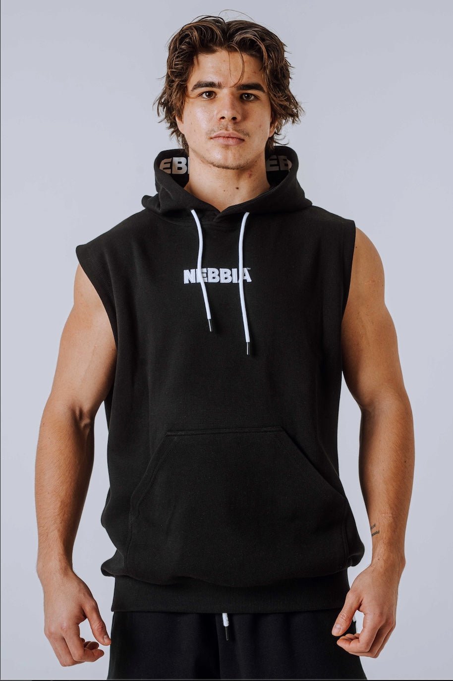 NEBBIA Training Tank HERO 299 – Black - on - Black Sleeveless Gym Hoodie - AlisiiaKholli