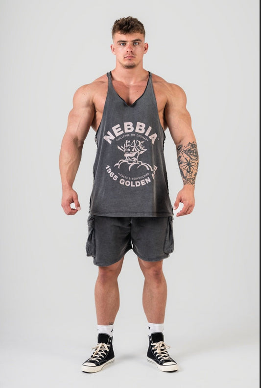 NEBBIA Washed Muscle Back Stringer 791 – Golden Era Black Edition - AlisiiaKholli
