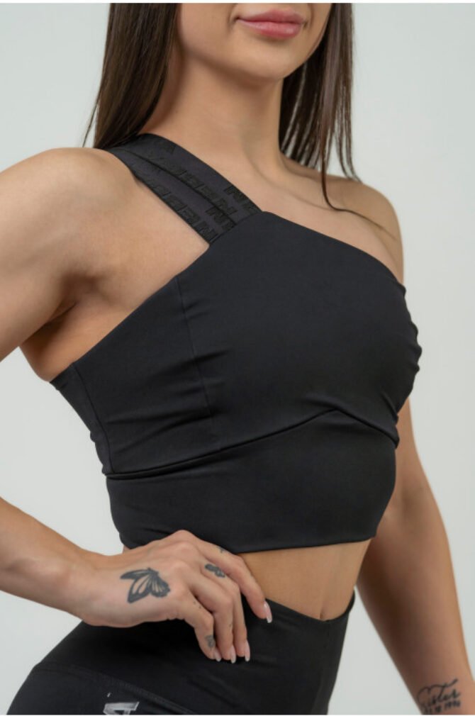 NEBBIA Women’s High Support Sports Bra INTENSE Asymmetric Black - AlisiiaKholli