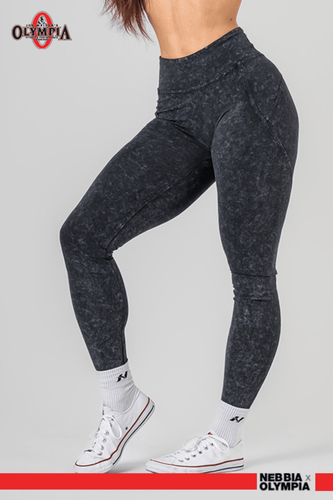 Washed High Waisted Leggings GYM WARRIOR 776 Black - AlisiiaKholli