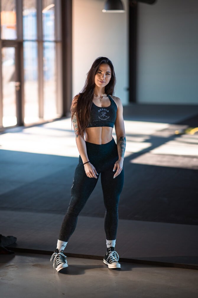 Washed High Waisted Leggings GYM WARRIOR 776 Black - AlisiiaKholli