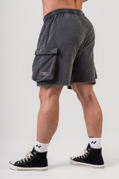 Washed Loose Fit Cargo Shorts LEGACY 787 Black - AlisiiaKholli