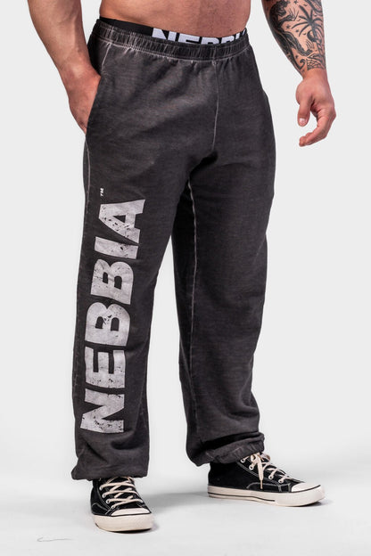 Washed - off Gym Sweatpants Baggy Style GYM BRO Black 373 - AlisiiaKholli