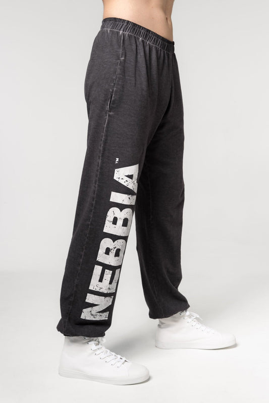 Washed - off Gym Sweatpants Baggy Style GYM BRO Black 373 - AlisiiaKholli