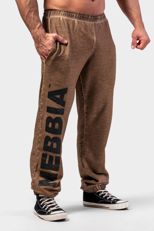 Washed - off Gym Sweatpants Baggy Style GYM BRO Light Brown 373 - AlisiiaKholli