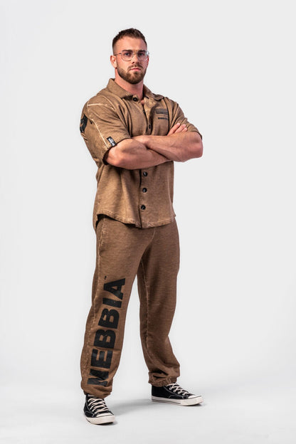 Washed - off Gym Sweatpants Baggy Style GYM BRO Light Brown 373 - AlisiiaKholli